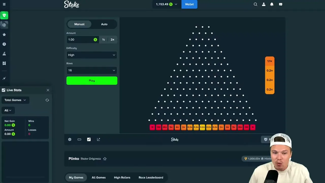 Estrategia de Plinko: bolita cayendo por el tablero de pines hacia los multiplicadores